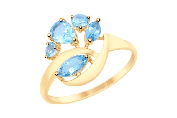 Кольцо из золота с синими топазами Соколов