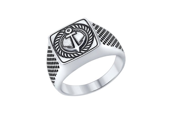 Кольцо «Якорь» из серебра