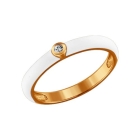Позолоченное кольцо с белой эмалью