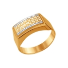Кольцо печатка из золота с алмазной гранью