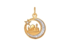 Мусульманская подвеска из комбинированного золота с фианитом Соколов